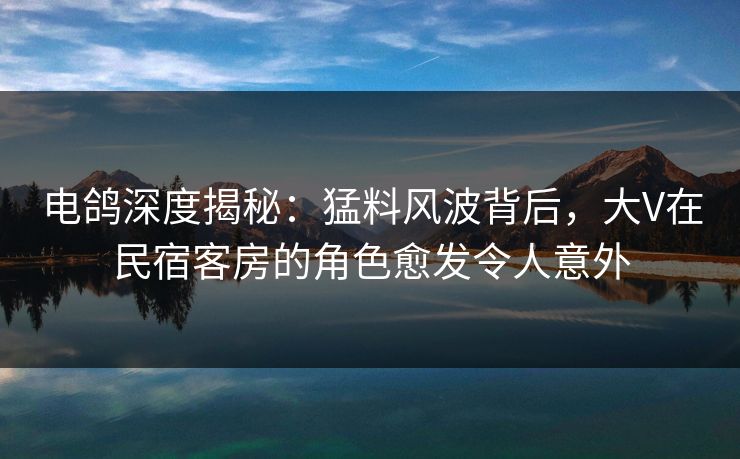 电鸽深度揭秘：猛料风波背后，大V在民宿客房的角色愈发令人意外